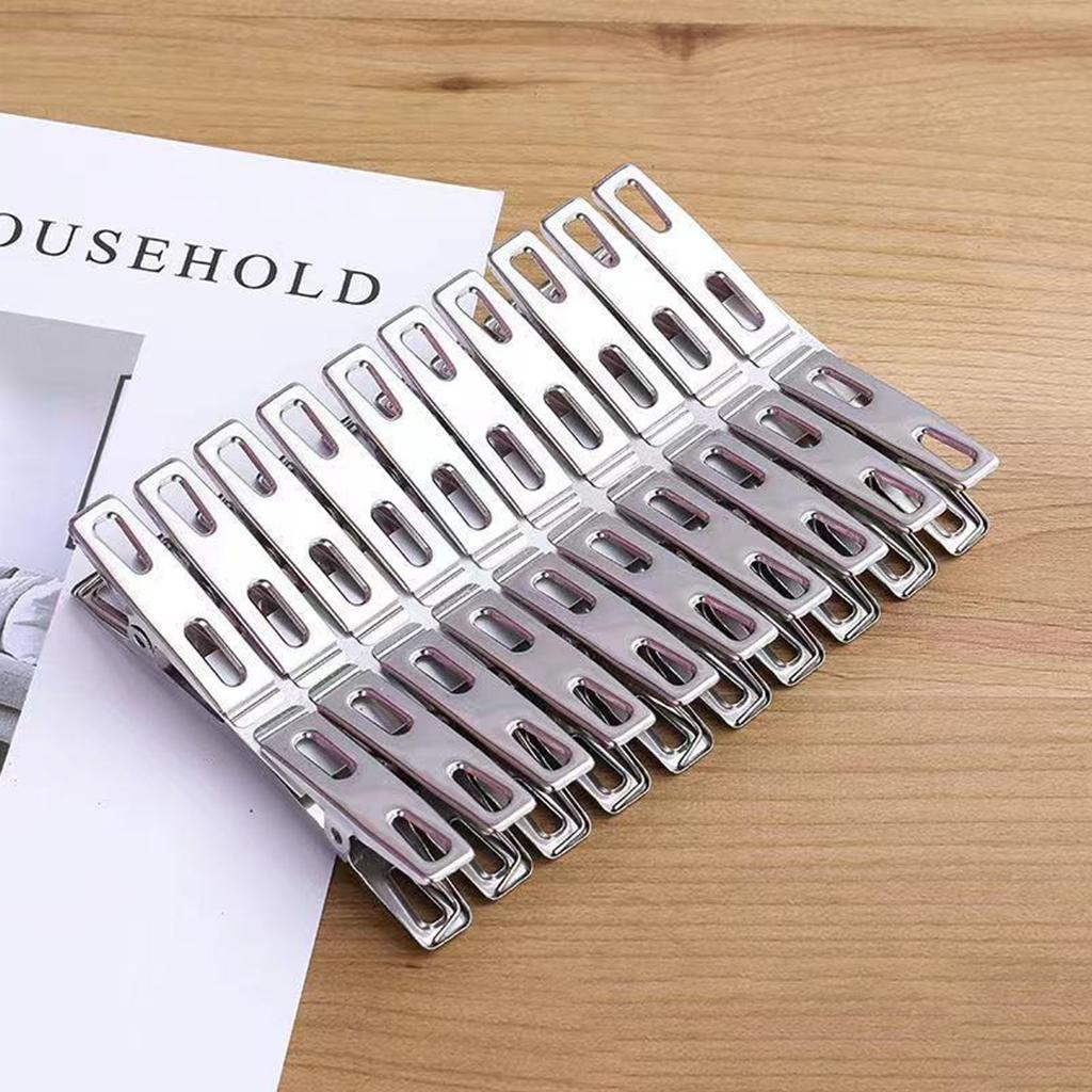 40Pcs Stainless Steel Clothes Clips Metal Laundry Pegs Strong Spring Towel Sock Clothespins Food Sealing Photos Hanger