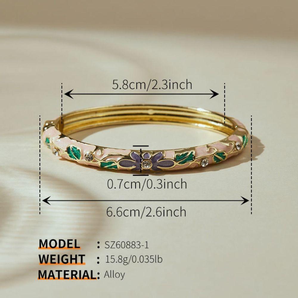 Emaliowana Vintage Bransoletka Cloisonne Tradycyjna Damska Bransoletka na Rękę Rękodzieło Kwiatowa Bransoletka Dziewczęta