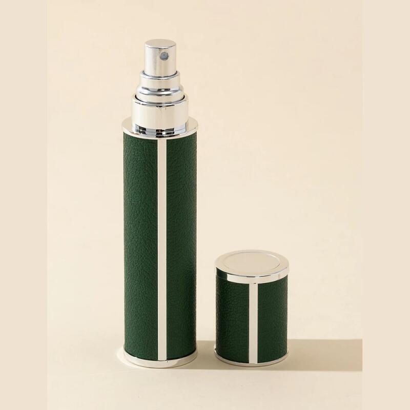 

10 мл Атомайзер для духов из кожи ягненка со стеклянной виалой, Многоразовый Роскошный Дорожный Спрей, Герметичная Конструкция 10ml темно-зеленого