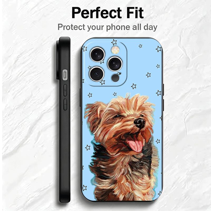 Yorkshire Terrier Dog Soft Phone Case for iPhone 16 16E 17 Air 15 Pro Max 14 Plus 13 Mini 11 12 7 Black Cover Back Shell