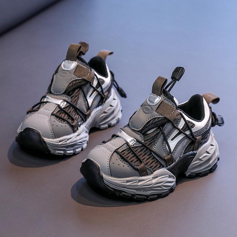 

Boys Sneakers Handsome Trendy Children Running Shoes Mesh Breathable 2025 New Fashion Kids Sports Shoes Non-slip Thick Soft Sole 26 коричневый
