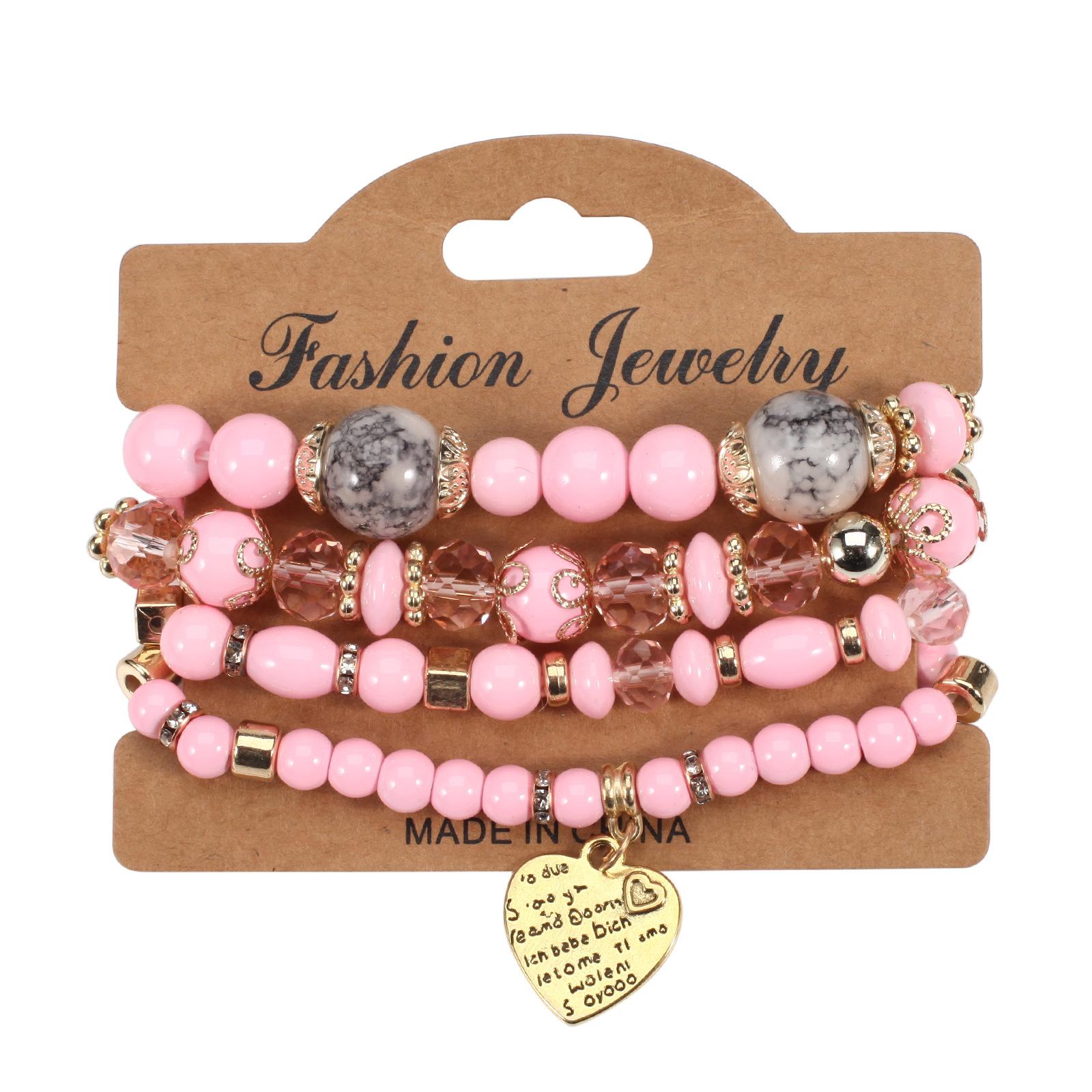 

JYL TS Bracelet Bohemian Set Romantic Beads Enhances Love Pink може зелене забарвлення