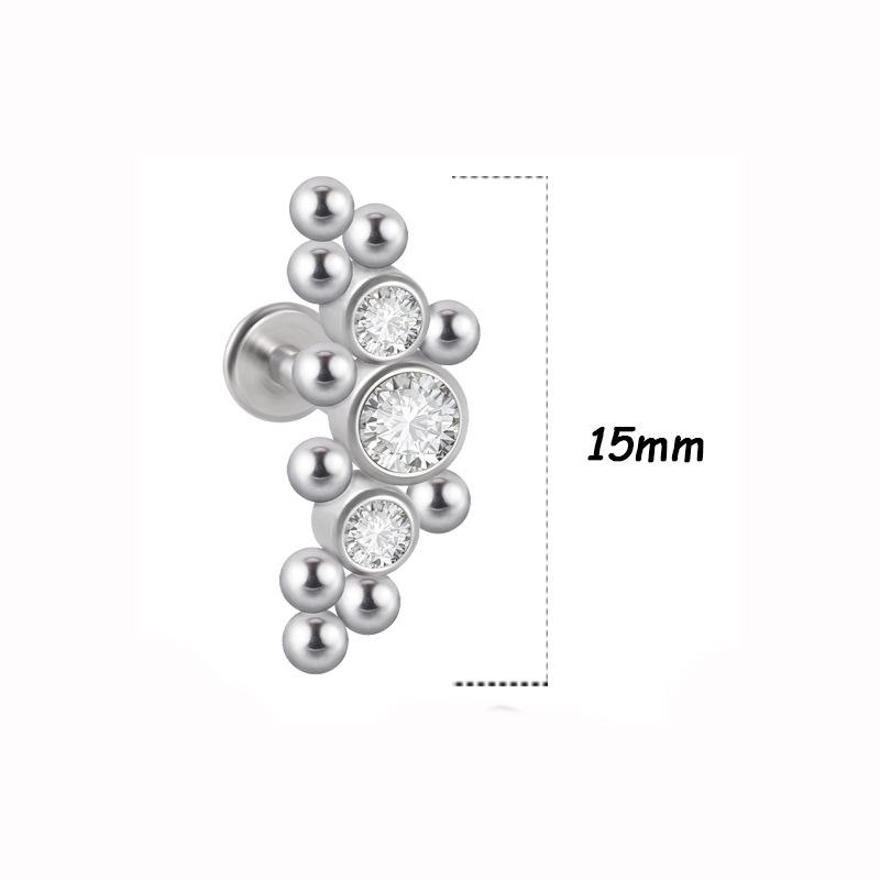 Titanium Steel 1.2 Gauge Crystal Cluster Triangle Lip & Ear Piercing Ring
