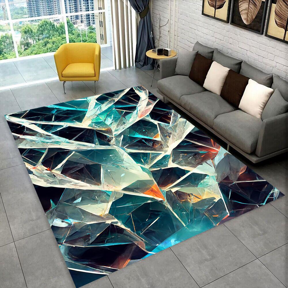 Retro Natural Crystal Ore Stone Area Rug Carpet for Living Room Bedroom Home Decor,kids Play Non-slip for Sofa Doormat Gift