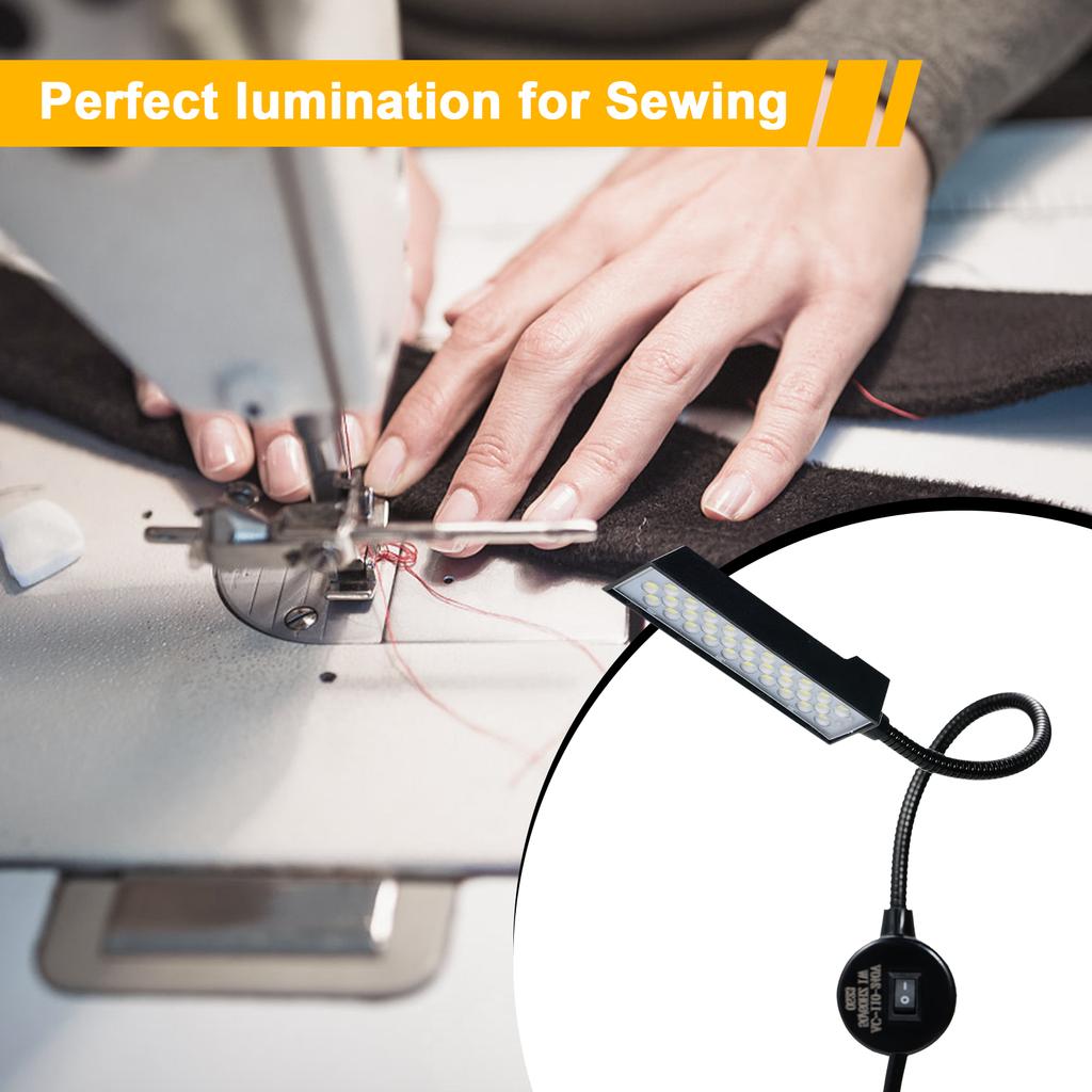 30LEDs Sewing Machine Lamp LED Light Fixture Fixed Base Flexible Bendable Tube for Housework