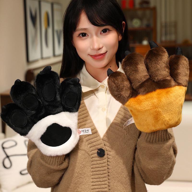 Simulated 2D Animal Series Claws Plush Cute Bear Paw Gloves Furry Cosplay Lion Tiger Panda Giraffe Anime Party Cosplay Costume
