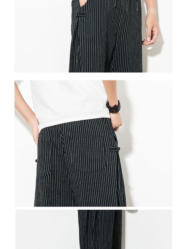 Men's 2022 Chinese Style Summer Breathable Cotton Linen Frog Button Plus Size Harem Lantern Pants