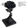 Small Rose Sculpture 3D Printed Black Statue Ornament Gothic Dark Style Figurine Spiral Decoration Artistic Flame Base Flower Decor Exquisite