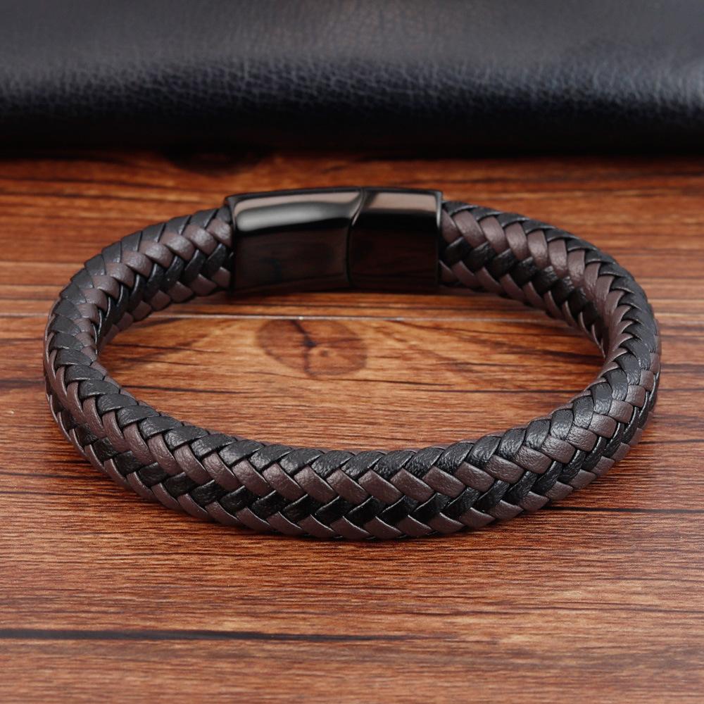 Leather Rope Bracelet, Leather Woven Bracelet, Genuine Leather Bracelet, Leather Bracelet, Men's Cowhide Jewelry.