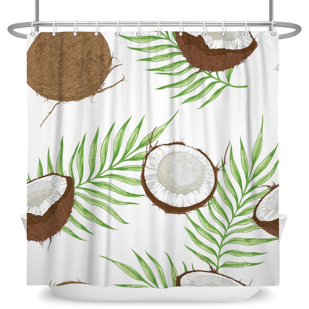 Fresh Fruits Shower Curtain Orange Banana Peach Watermelon Pattern Kids Bathroom Decor Waterproof Polyester Fabric 12 Hooks