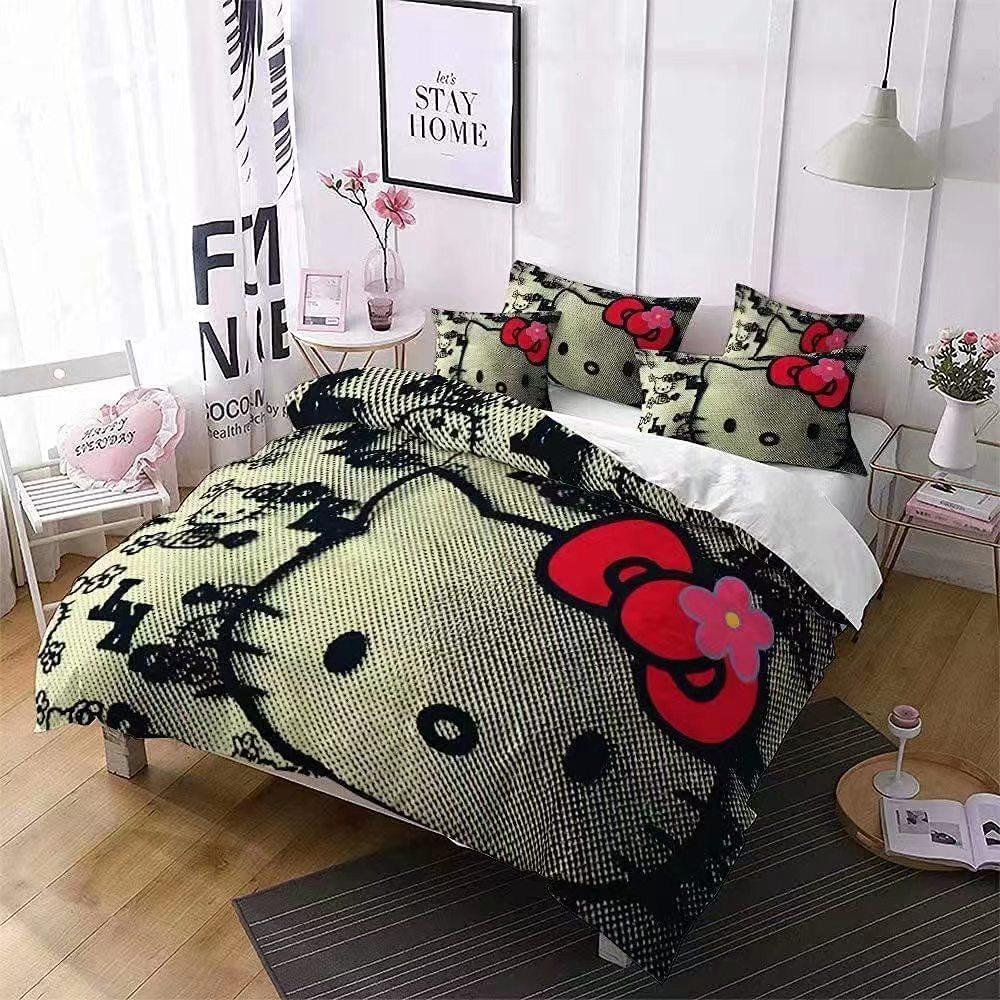Kids' Three-piece Bedding Set - Cartoon 3d Digital Print Duvet Cover and Pillowcase Set