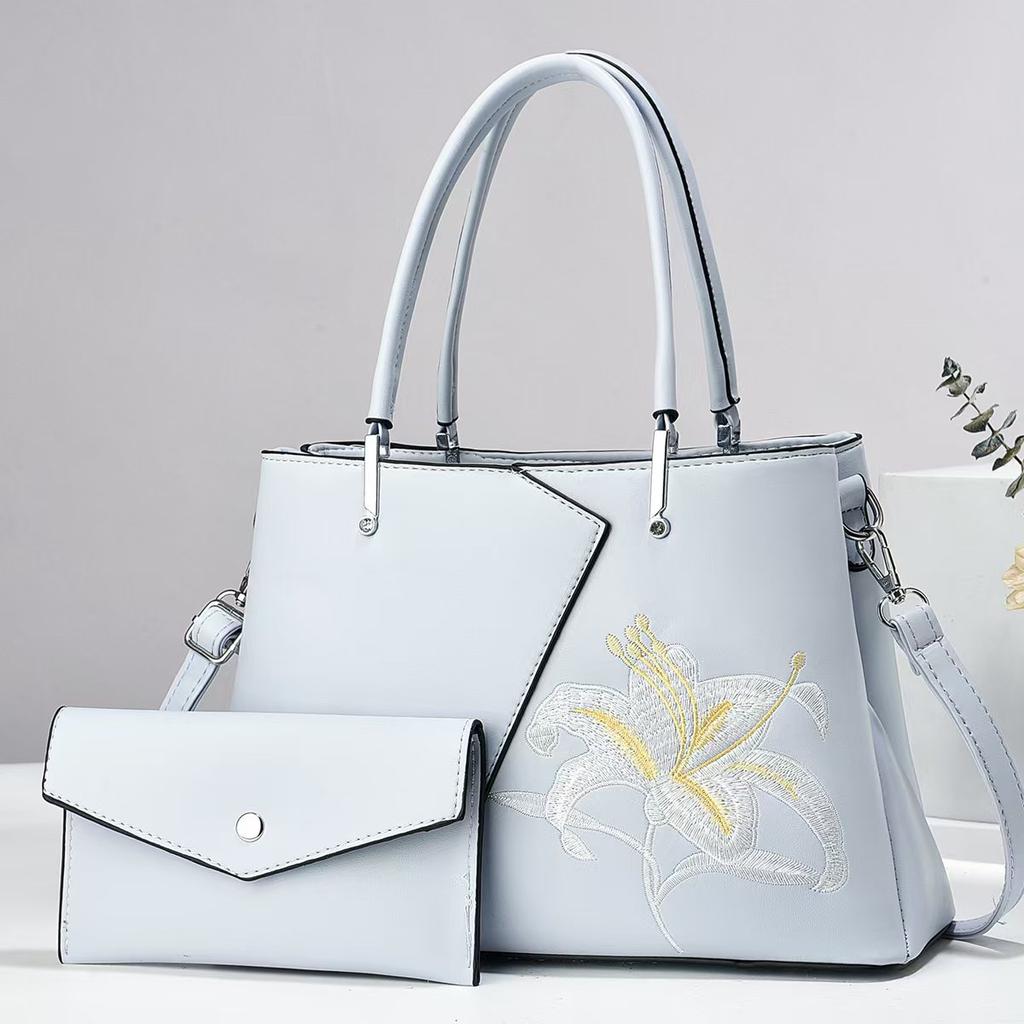 Fashionable Patchwork Embroidered Handbag  Macaron Mother and Child Bag  Versatile and Stylish Large-capacity Crossbody Bag  Trendy