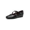 Krazing Pot Sheepskin Round Toe Thick Low Heels Spring Shoes Buckle Big Size 42 Women Mary Janes Pumps