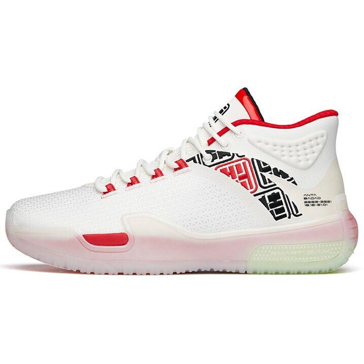 Anta Basketball Collection Basketball Shoes Men's High Top Ivory White/Black/University Red 112141614-5