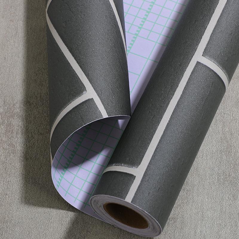 Black Retro Brick Wallpaper: Self-Adhesive, Waterproof, Moisture-Proof, Antique Tile Wall Sticker