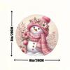 Pink Christmas Snowman Door Sign Front Door Decor Wall Hanging Decoration Xmas Wood Door Hanger