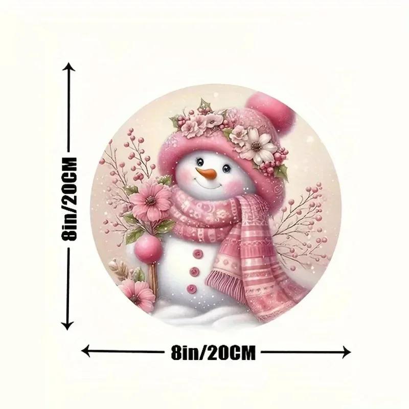 Pink Christmas Snowman Door Sign Front Door Decor Wall Hanging Decoration Xmas Wood Door Hanger
