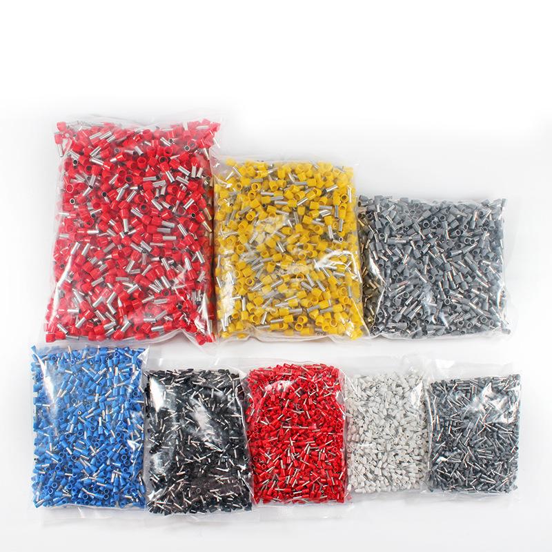 Copper Nickel Plated Tubular Terminal, 1000 Pieces - European Style Pre-Insulated Pin Crimp Lug for Wiring.