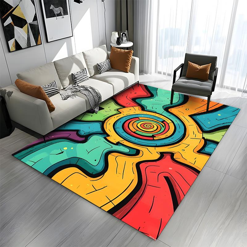 Vivid Colorful Swirl Pattern Design Patterned carpet a non slip rug suitable for all seasons and any setting, gift