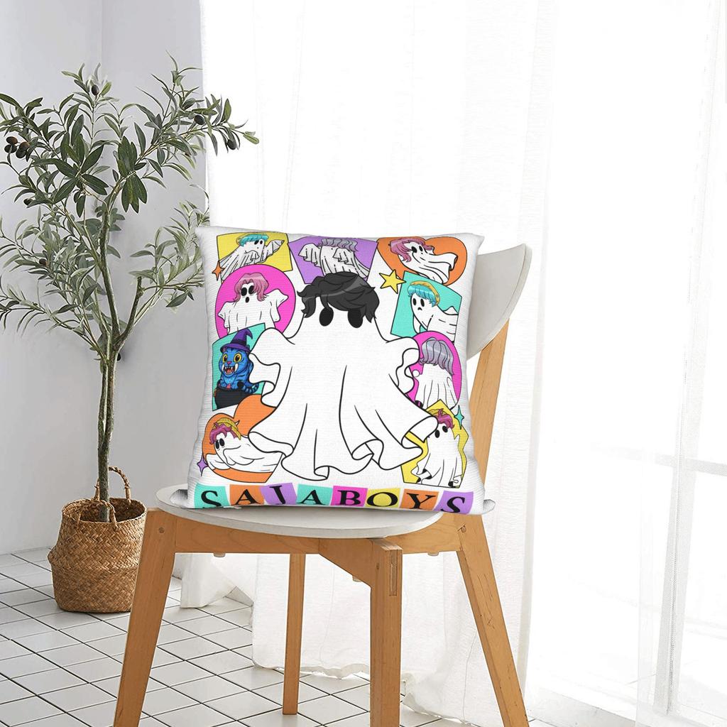 KPop Demon Hunters Halloween Saja Boys Pillowcase Printed Polyester Cushion Cover Decorative Throw Pillow Case Cover Home