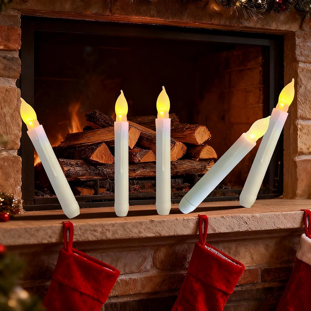 LED Taper Candle Lights, 6pcs Flameless Floating Candles Battery Operated Window Candles LED Taper Handheld Candlesticks