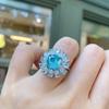 Jewelry Simulation Colored Treasure Retro Style Ring, Shining Diamond-Set Women'S Ring Main Stone 9 * 9