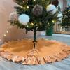 Velvet Christmas Tree Skirt 48 Inch Ruffled Holiday Tree Skirt Rustic Xmas Tree Decoration Soft Festive Tree Apron for Cozy Celebrations