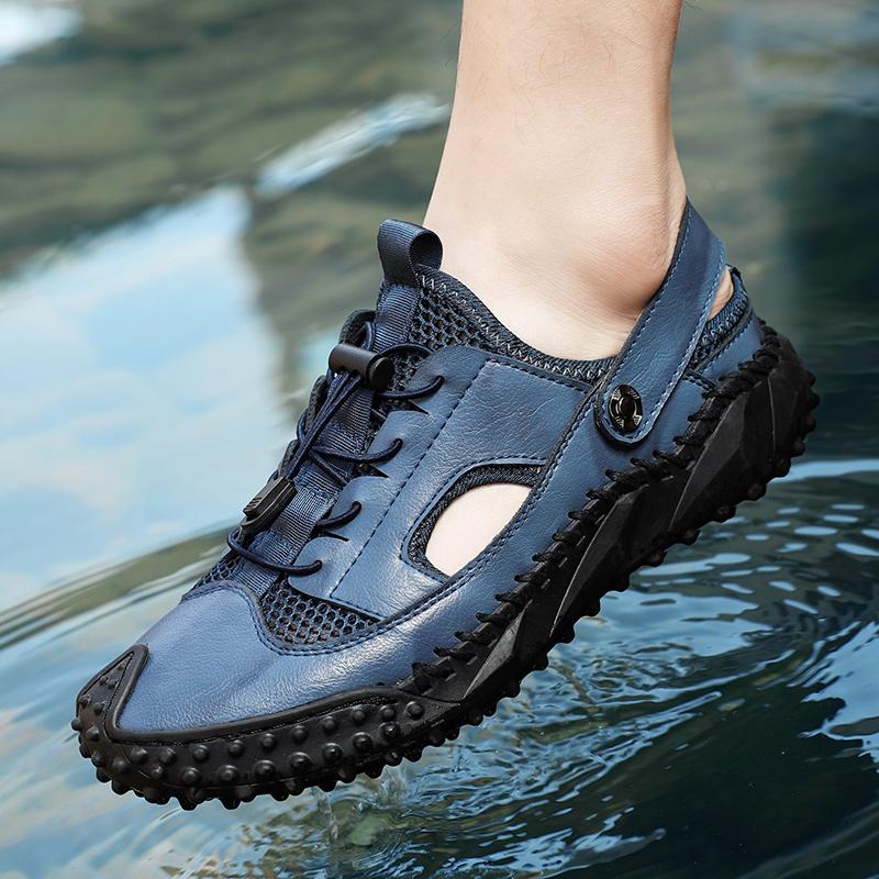 Модные летние мужские мокасины с вырезами из кожи — фото 3