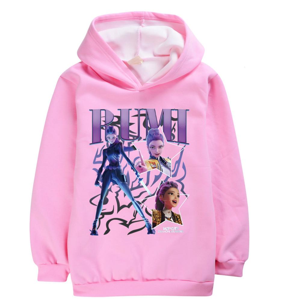 5008 Fashion Rumi Kpop Rumi Zoey Mira Print Kids Girls Long Sleeves Velvet Warm Winter Hoodie