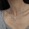 Elegant Sølvperle Liten Diamant Choker Halskjede - High-End Temperament Design