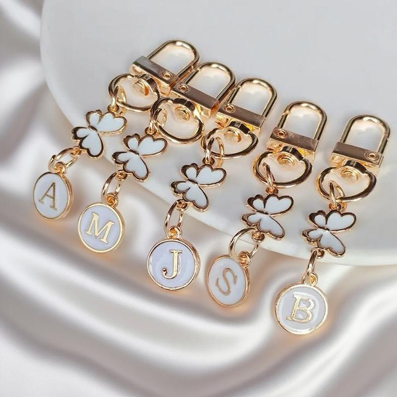 Metalowy Brelok z Literą Motyla A-Z 26 Liter Brelok Urok Uchwyt na Klucze Samochodowe Zawieszka do Torby Akcesoria Biżuteria Prezent