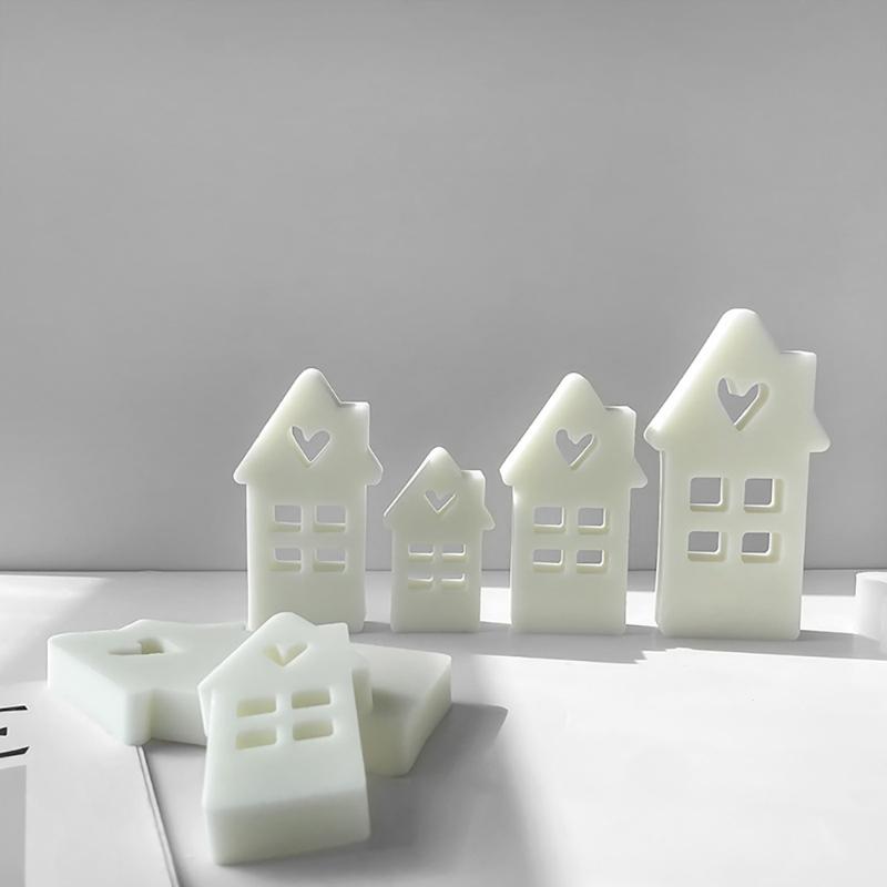 House Shape Candle Mold Heart Resin Mold for Candle Gypsum Ornament Silicone Mould Home Decorations Valentines Day Gift