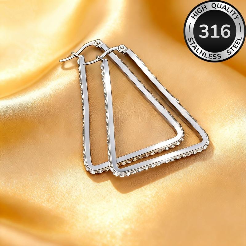 

Popular Diamond Earrings Versatile Trend Stainless Steel Stud Earrings Simple Temperament Earrings