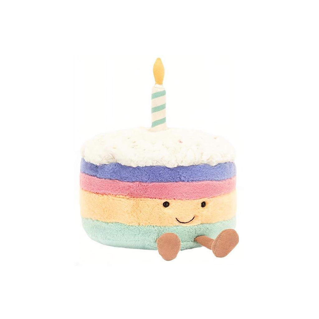 Jellycat Fun Food Series Rainbow Birthday Cake Soothing Doll Plush Doll 22cm Tall