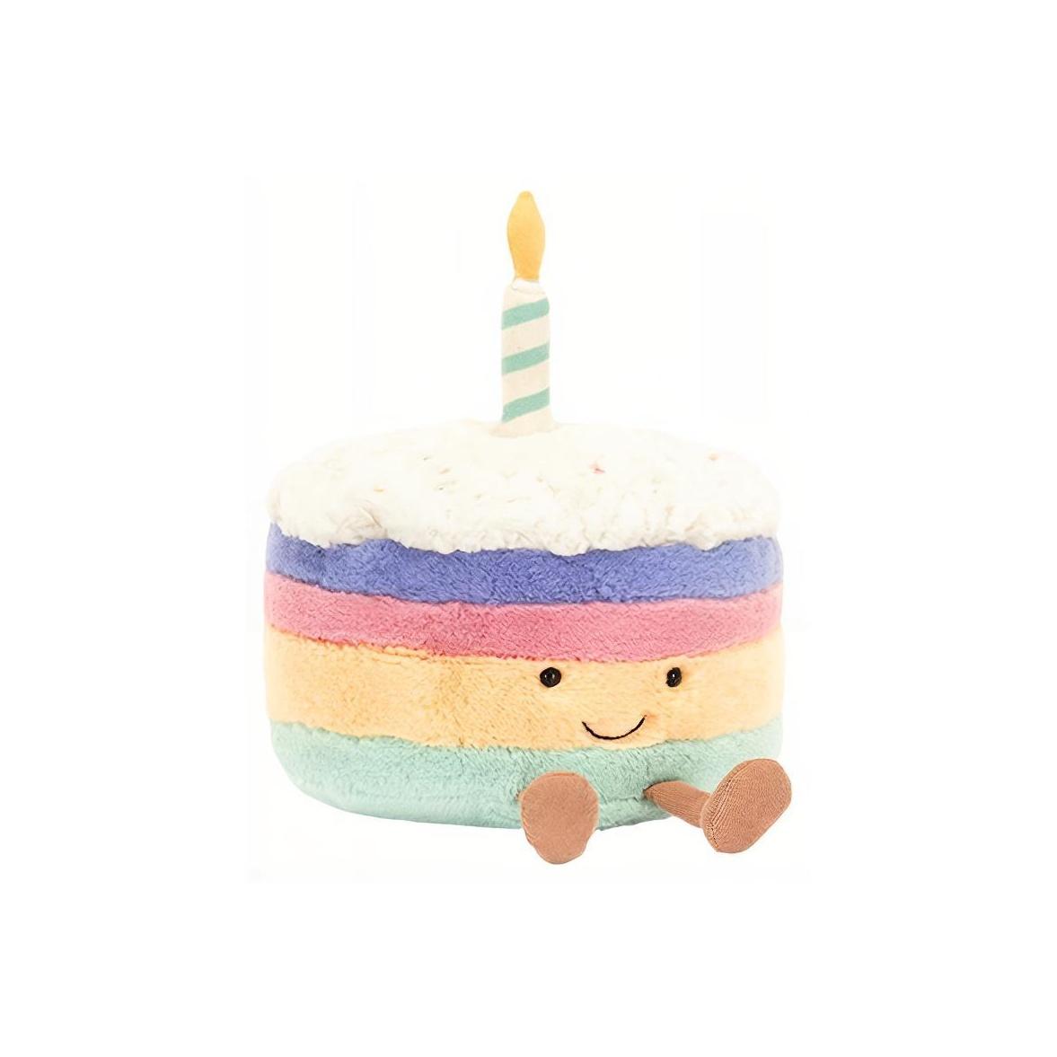 

JELLYCAT Fun Food Series Rainbow Birthday Cake Soothing Doll Plush Doll 22cm Tall Box Not Included