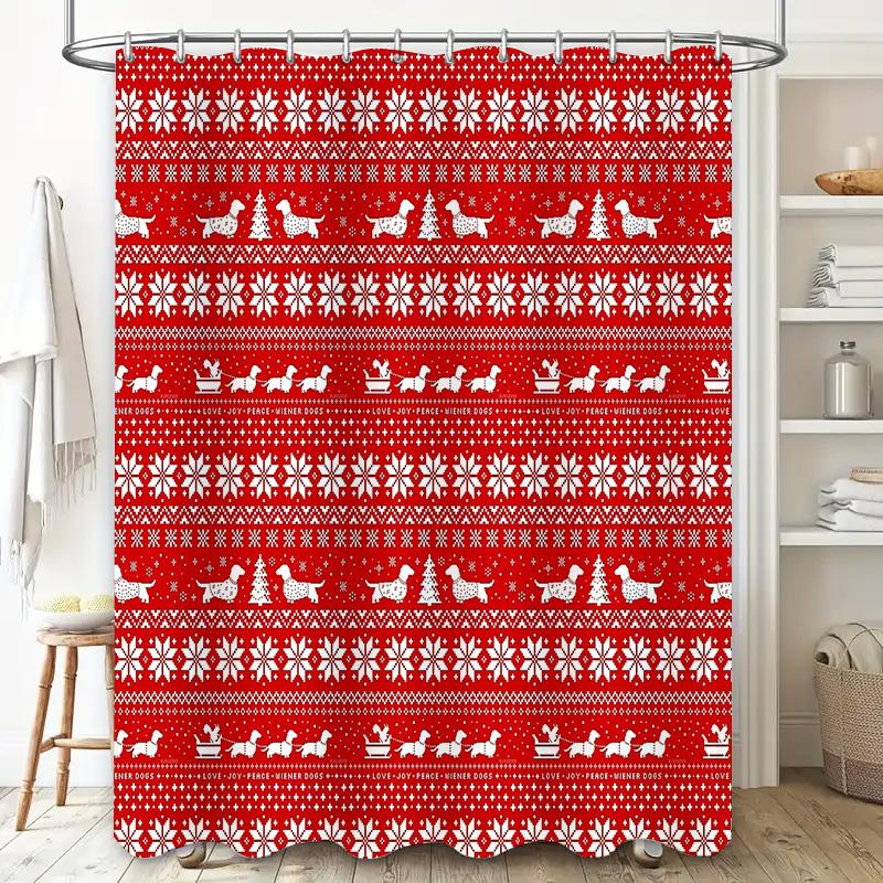 Dachshund Dog Shower Curtain Funny Weiner Dog Pattern Bathroom Decor Cute Puppy Pet Lover Gift Home Decor