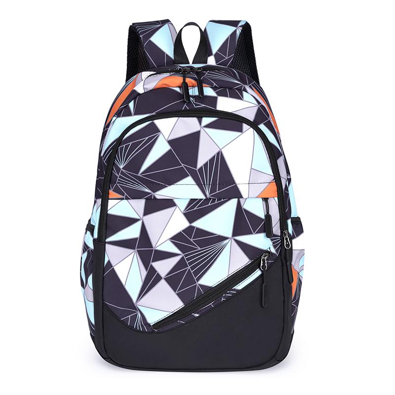 Middle School Schoolbag Geometric Printed Large Capacity Girls Boys Backpack