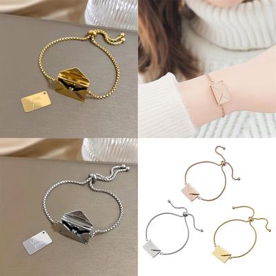 Personalize Square Locket Adjustable Designs Chain Bracelet Sturdy Stainless Steel Keepsakes Jewelry Accessory