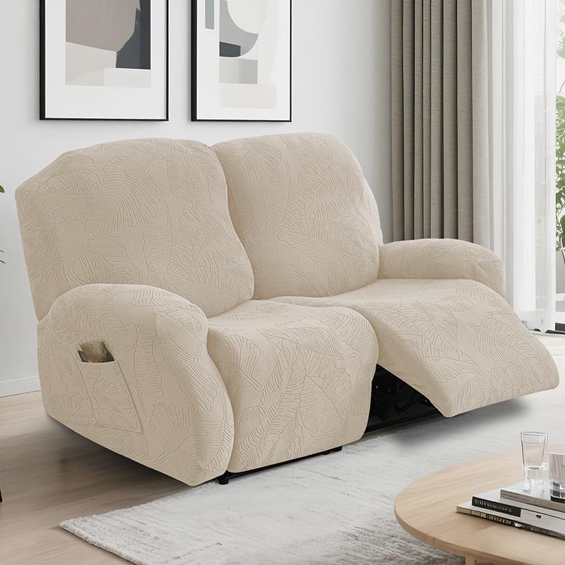 1/2 Seat Recliner Chair Covers Elastic Leaves Jacquard Armchair Slipcover Anti-Slip Furniture Protector Living Room Home Decor