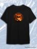 TeeSensation Black Crew Neck Short Sleeve T-Shirt with Puss in Boots Big Sad Eyes Circle Portrait