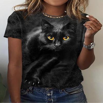 New Women's 3D Animal Printed T-shirt, Loose Short Sleeved Round Neck Top, Outdoor Fashion