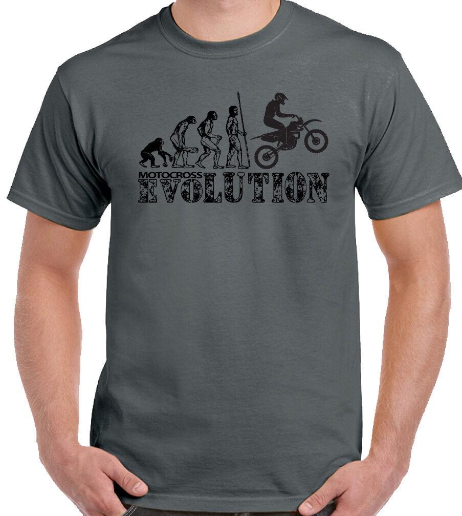 MOTOCROSS T-SHIRT Mens Evolution Funny Motox MX Bike Motorbike Biker Motorcycle S
