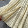 Autumn Winter Women Elegant SP Hollow Out Knitted Sweater Long Midi Christmas Party Split Dresses