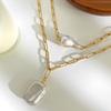 Elegant Double Layer Baroque Pearls Necklace Stainless Steel Adjustable Chain Everyday Jewelry Accessory Gift