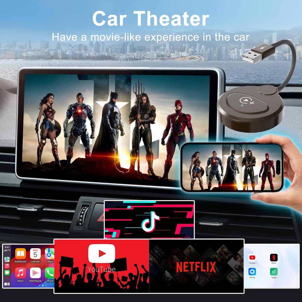 New Mini Smart AI BOX Wireless Video CarPlay Adapter with Netflix/YouTube/Tiktok OEM Wired CarPlay Cars Portable Car Adapter Cable Wired To Wireless