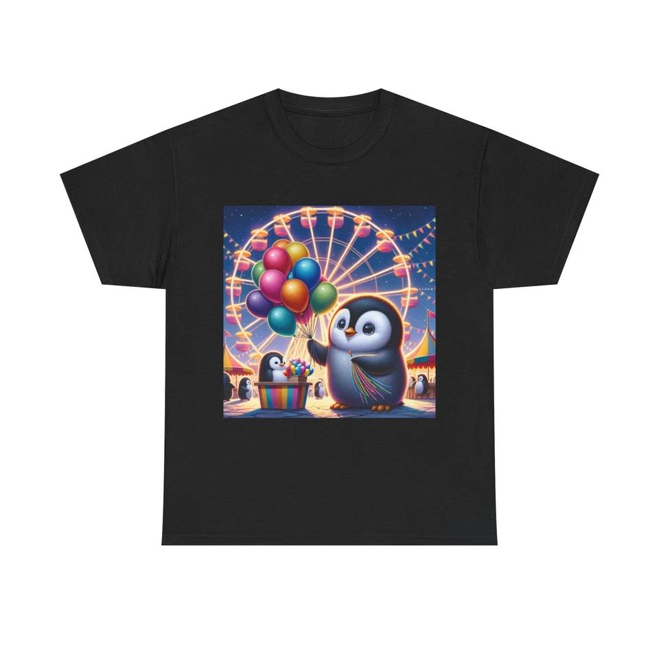 Unisex Adult T Shirt Penguin Balloon Vendor at Carnival S