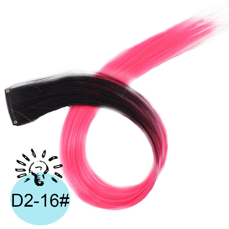 One Card Gradient Hanging Ear Dye Three Color Hair Extension Wig BB Clip Colored Wig Women's Synthetic Wig Halloween Music Festival Party Use