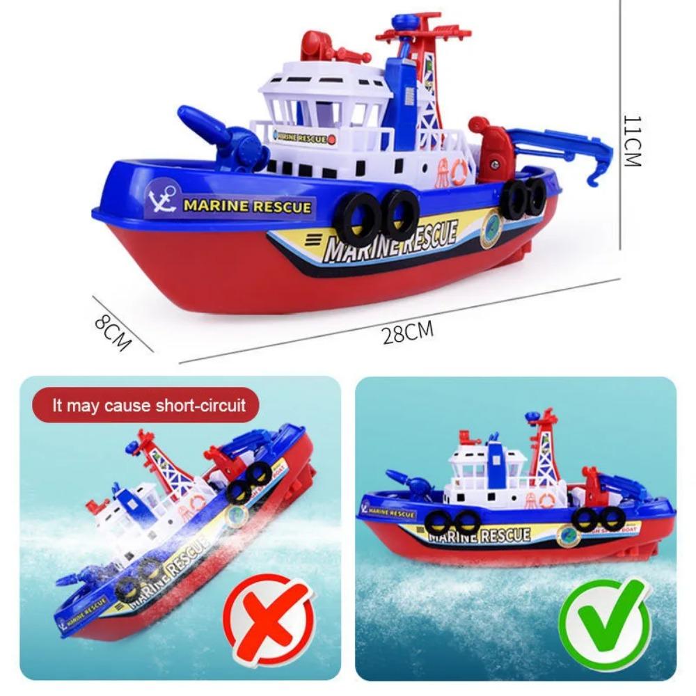 Electric Fireboat Toy Fire Fighting Vessel Toy Marine Rescue Speed Boat Spray Water Ship Toy with Sounds & Lights Effect