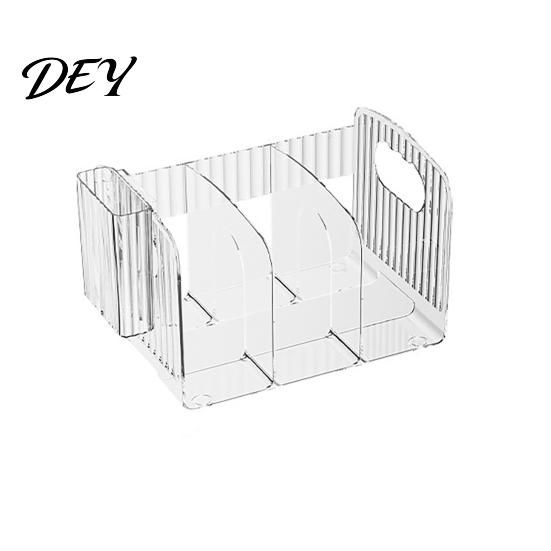 Clear Stationery Organizer Magazine Holder, 3/4-Compartment Desk Organizer, Vertical Bookend File Desktop Document Storage Rack Sorter Holder