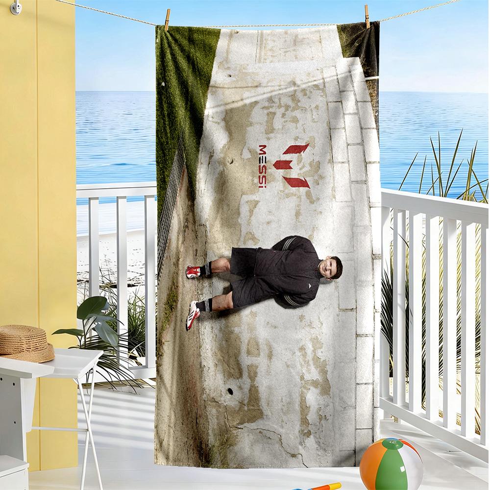 Messi's Wall Pose Beach Towel Super Soft Microfiber Quickdry Fabric Comfortable Lightweight